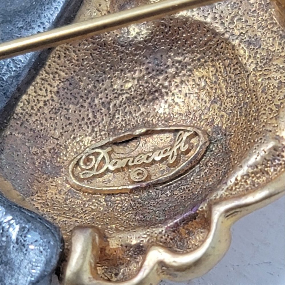 Vintage cat brooch gold silver toned Danecraft fat cat pin - Picture 6 of 7